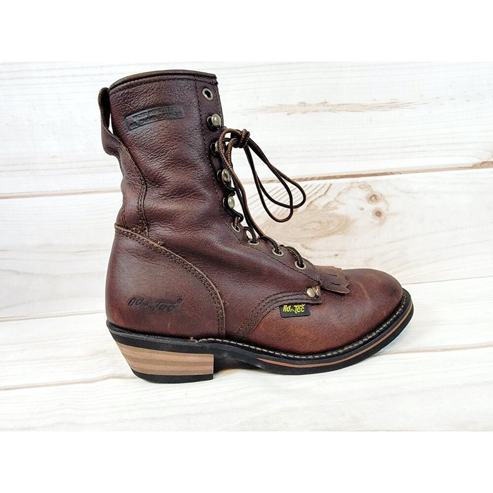 AdTec Brown Leather Kiltie Packer Western Boot Childrens Size 6 Like New - Picture 10 of 16
